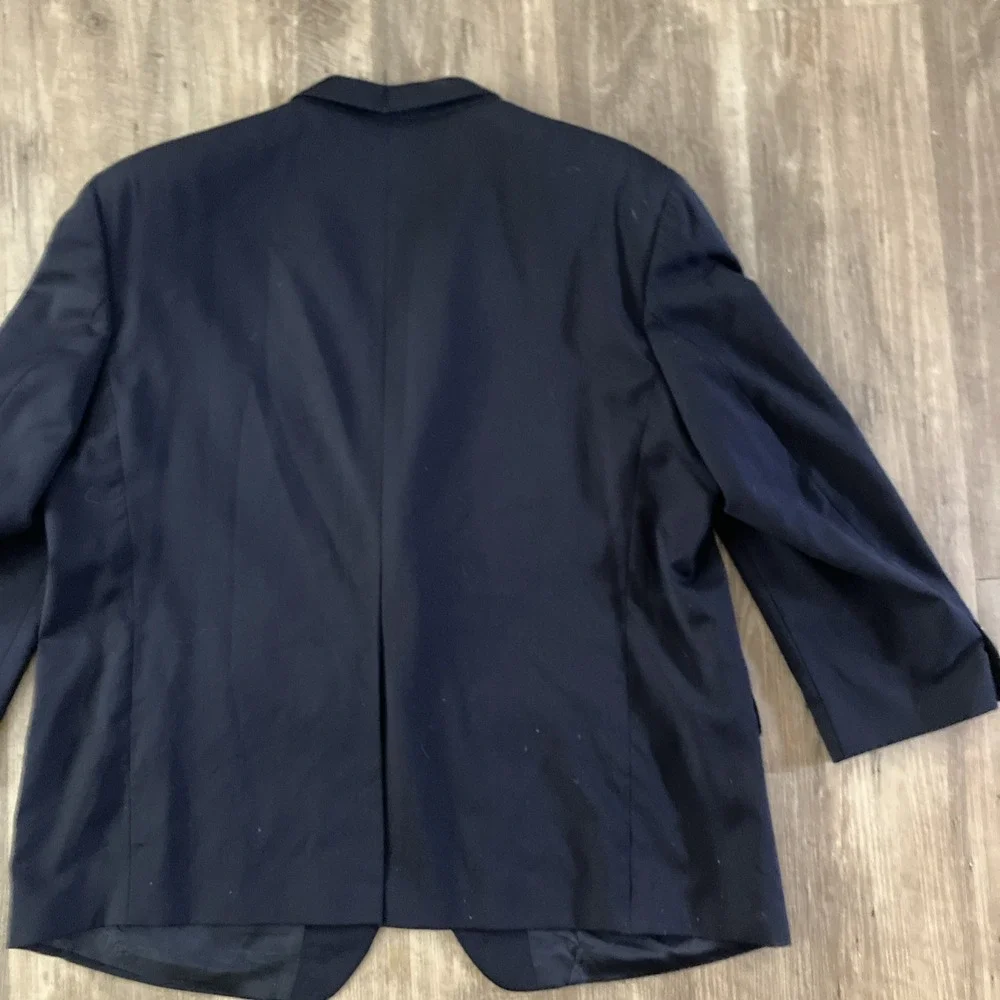 Joseph & Feiss Navy Blue Wool Blazer Gold Crest Buttons Made In Canada 48 Short